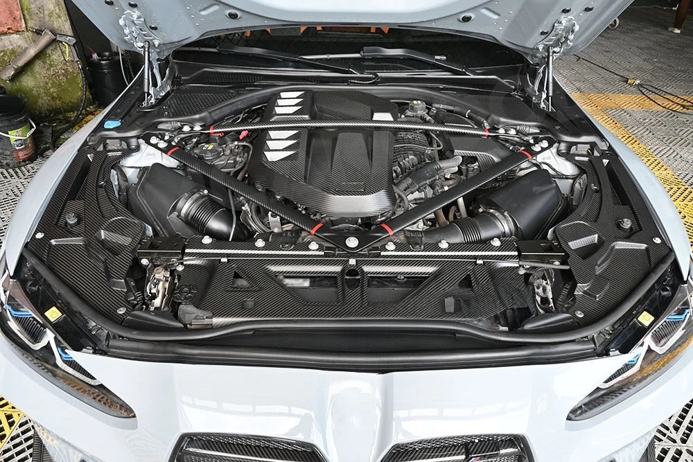 Dry Carbon Fiber Engine Strut Brace Tower Bar – BMW G80, G82, G83 M3 M4 (2021+)