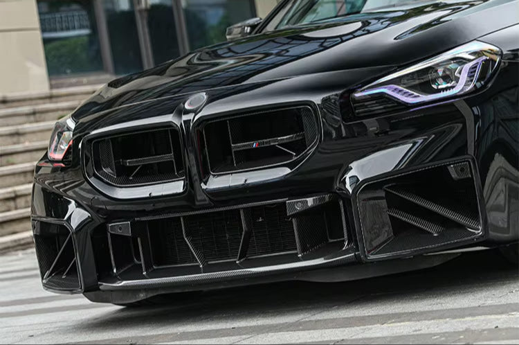 Dry Carbon Fiber OEM Style Front Center Bumper Grill Trim - For BMW G87 M2