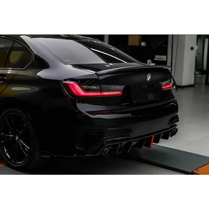 Gloss Black Rear Bumper LED Diffuser – BMW 3 Series LCI G20 G28 (2020-2022)