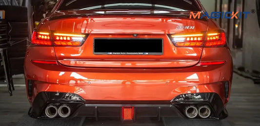 Gloss Black Rear Diffuser With Brake Light – BMW 3 Series G20 G21 M Sport (2019-2021)